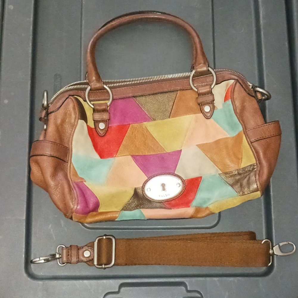 Patchwork suede purse